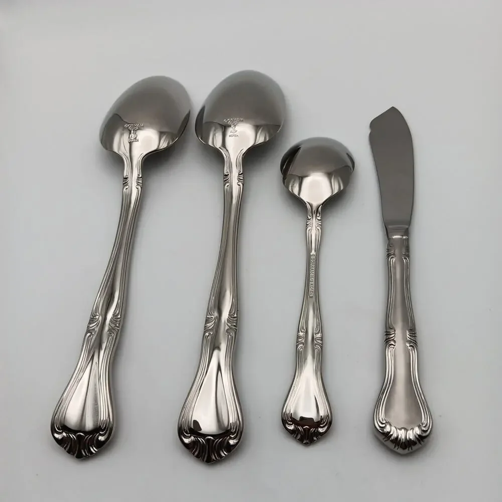 Gorham Valcourt FROSTED 4 Piece Serving Set Stainless 18/8 Flatware Korea NOS